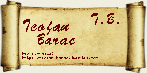 Teofan Barać vizit kartica